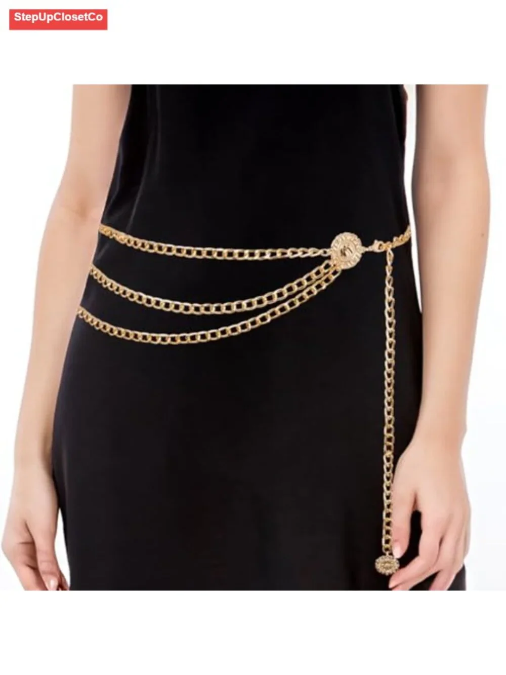 Multilayer Metal Waist Chain Belt for Dresses Jeans Western Link Chain